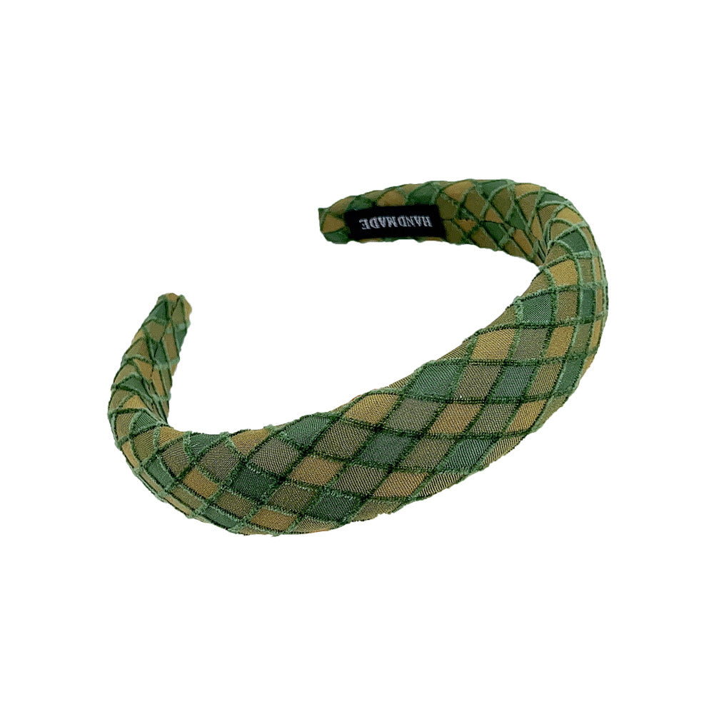 Wholesale Color Fabric Plaid Wide Edge Sponge Hair Hoop